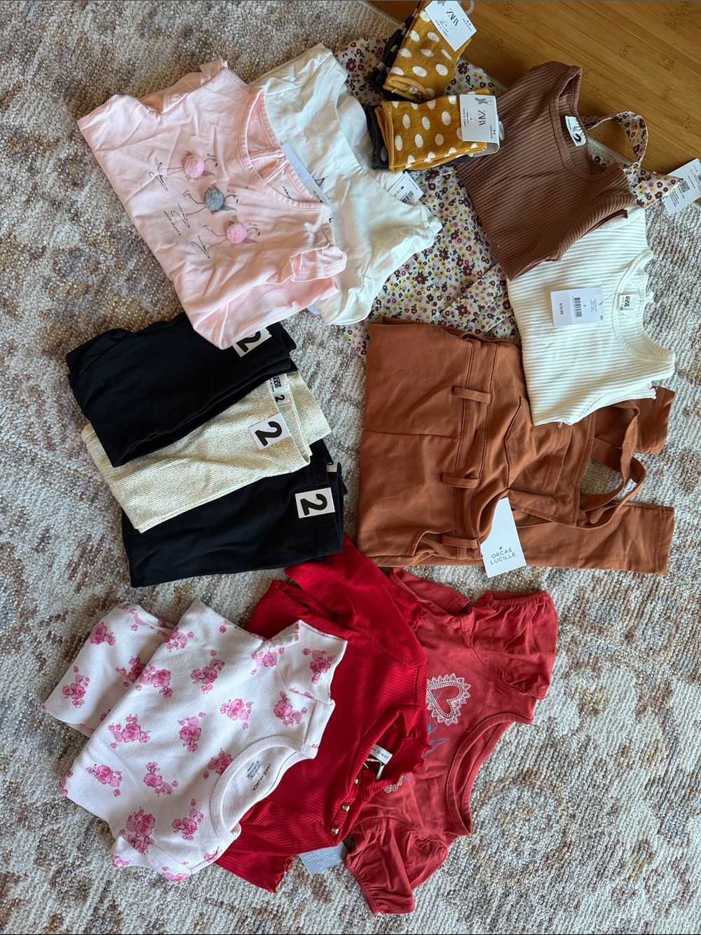 Mixed Kids Clothing Lot - Pink, Red, Rust, Black, Cream